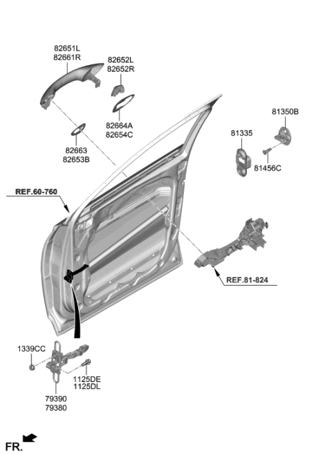2020 Hyundai Santa Fe Pad-FR Dr O/S HDL Cover,LH Diagram for 82654-S1000