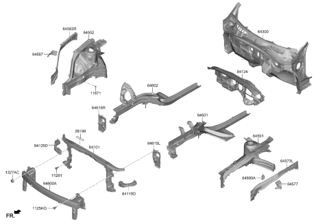 2022 Hyundai Elantra N PANEL ASSY-FNDR APRON,LH Diagram for 64501-IB000