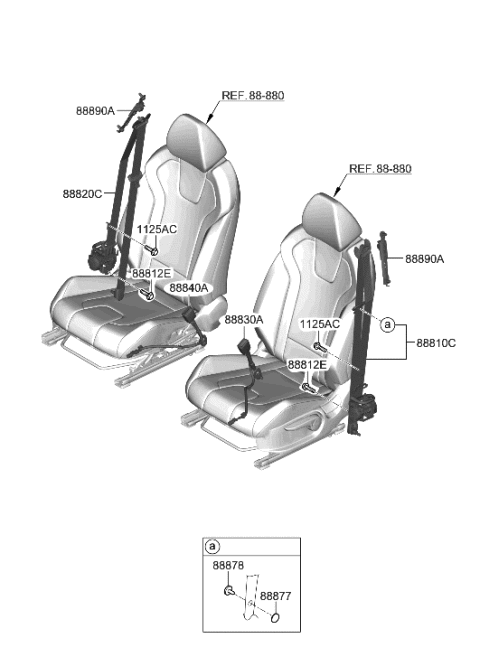 2023 Hyundai Elantra N S/BELT ASSY-FR RH Diagram for 88820-IB500-NNB