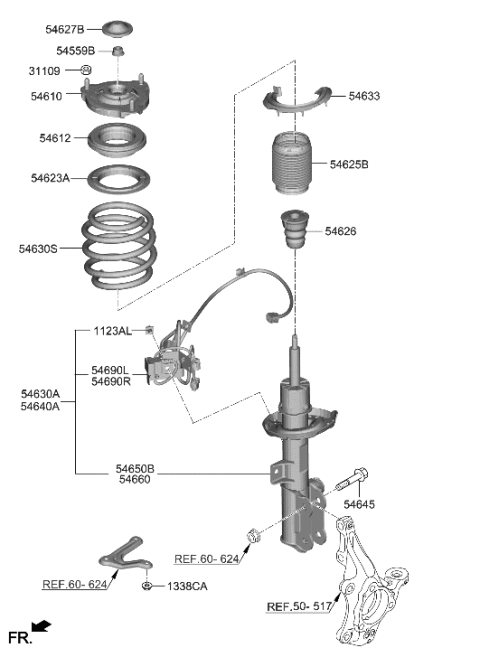 2022 Hyundai Elantra N Bearing-Strut Diagram for 54612-C1000