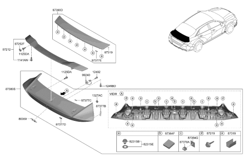 2022 Hyundai Elantra N Clip-Back Panel MOULDING Diagram for 87382-AA000