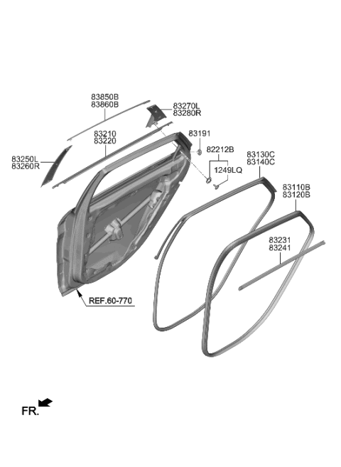 2022 Hyundai Elantra N Rear Door Moulding Diagram