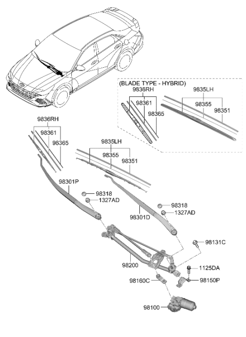 2023 Hyundai Elantra N Windshield Wiper Diagram
