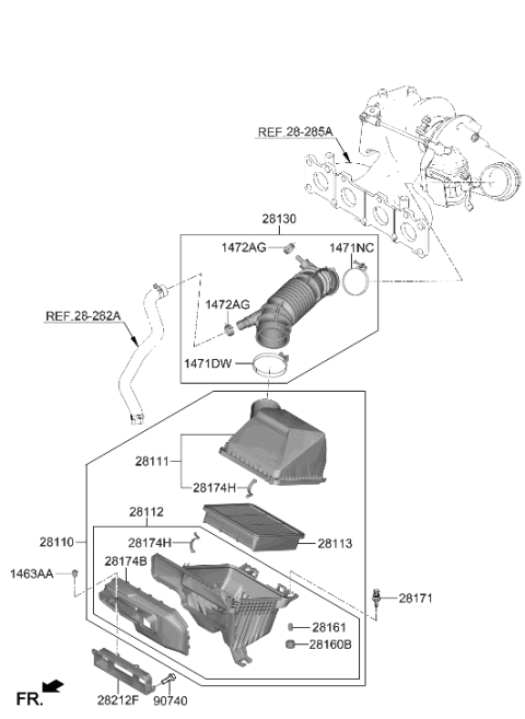 2023 Hyundai Elantra N BODY-AIR CLEANER Diagram for 281A2-IB000