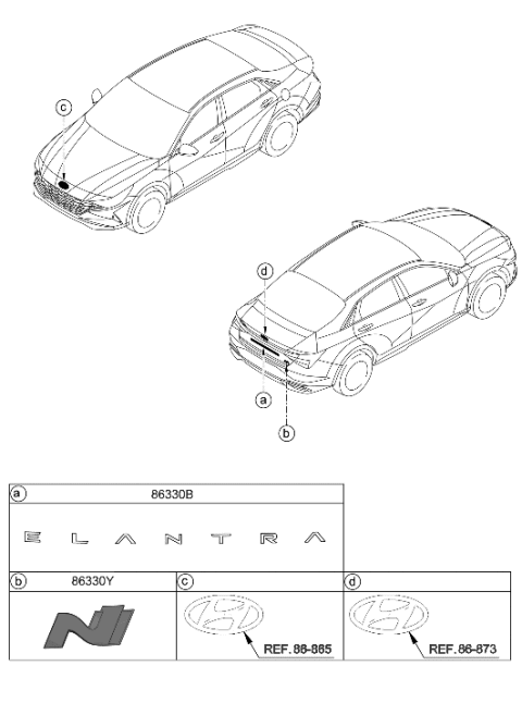 2023 Hyundai Elantra N EMBLEM-N Diagram for 86315-IB500