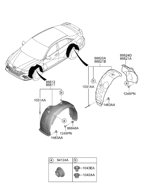 2023 Hyundai Elantra N GUARD ASSY-FRONT WHEEL,LH Diagram for 86811-IB000