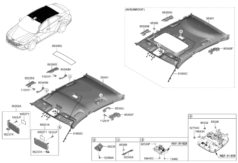 2023 Hyundai Elantra N Sunvisor & Head Lining Diagram