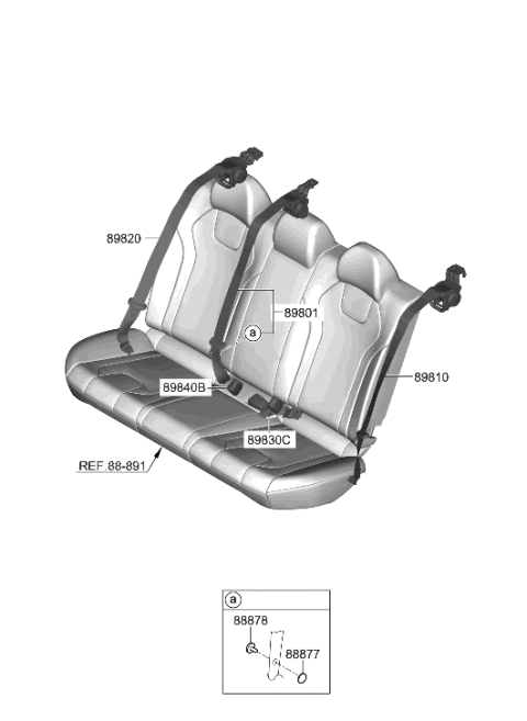 2022 Hyundai Elantra N Rear Seat Belt Diagram