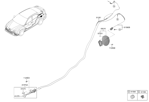 2022 Hyundai Elantra N Cable Assembly-T/LID Release Diagram for 81280-AA000