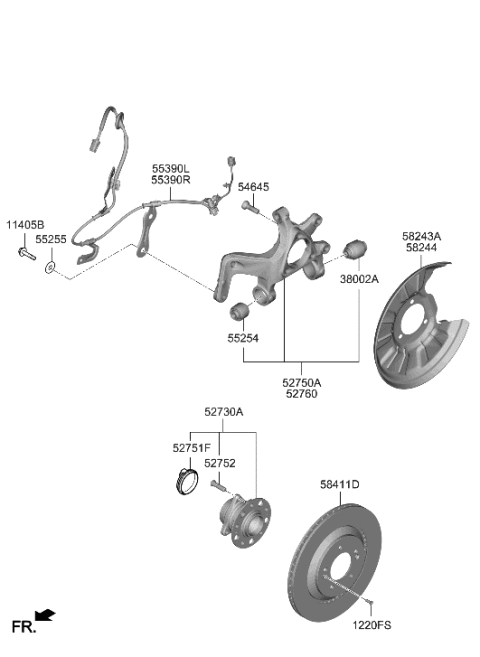 2022 Hyundai Elantra N Rear Bearing Sensor Diagram for 58980-L1000