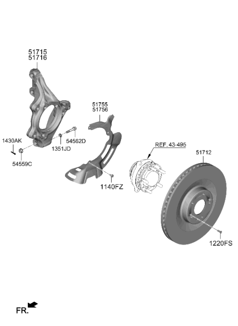 2023 Hyundai Elantra N KNUCKLE-FRONT AXLE,LH Diagram for 51710-IB000