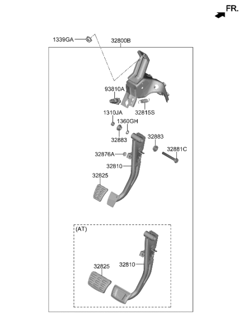 2017 Hyundai Accent Pedal Assembly-Brake Diagram for 32800-AA110