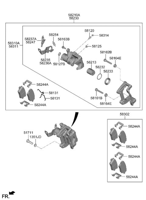 2022 Hyundai Elantra N PAD KIT-REAR DISC BRAKE Diagram for 58302-I3A00