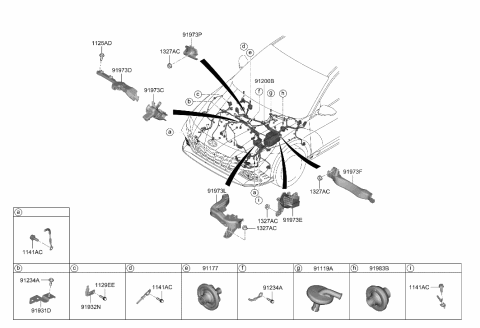 2023 Hyundai Elantra N WIRING ASSY-FRT Diagram for 91200-IB040