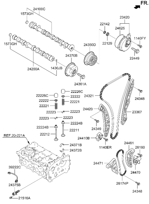 2023 Hyundai Elantra N Camshaft Assembly-Exhaust Diagram for 24200-2GTC0
