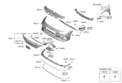 2017 Hyundai Accent LIP-FR BUMPER Diagram for 86591-IB000