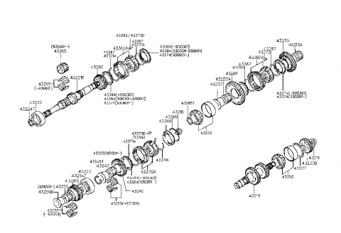 1992 Hyundai Elantra Gear Assembly-4TH Speed Diagram for 43280-34002