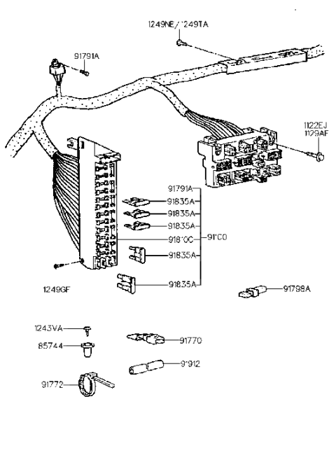 1992 Hyundai Elantra Wiring Assembly-Main Diagram for 91174-28013