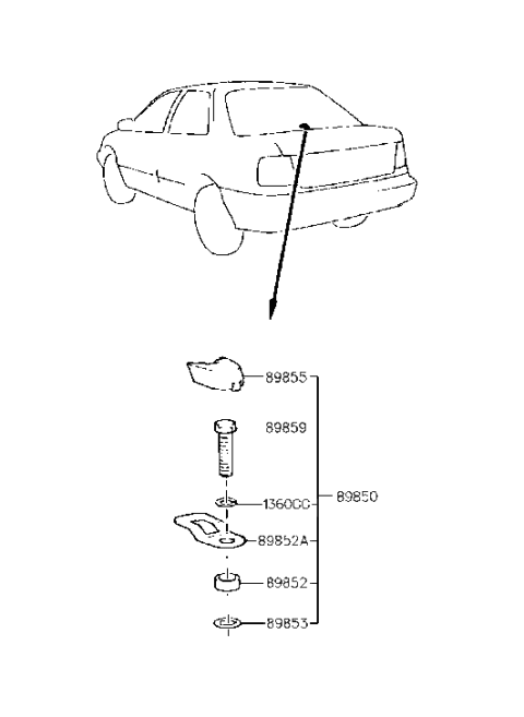 2006 Hyundai Sonata Holder Assembly-Child Rest Hook Diagram for 89850-23000