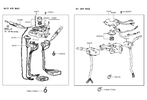 1994 Hyundai Elantra Switch Assembly-Multifunction Diagram for 93400-28100