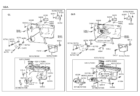 1993 Hyundai Elantra Front Door Trim Diagram 1