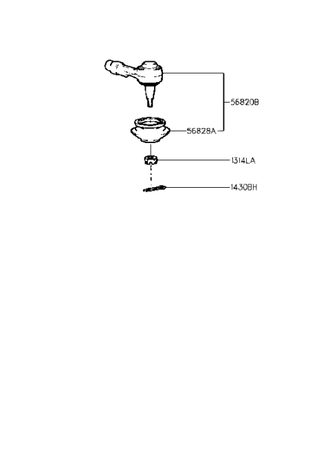 1993 Hyundai Elantra End Assembly-Tie Rod Diagram for 56820-28000