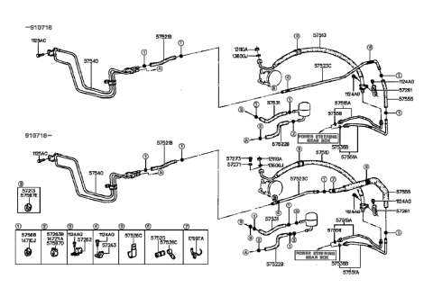 1995 Hyundai Elantra Power Steering Hose & Bracket Diagram