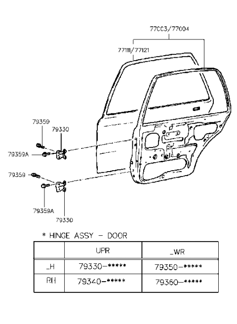 1995 Hyundai Elantra Panel Assembly-Rear Door,LH Diagram for 77003-28131