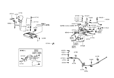 1993 Hyundai Elantra Lever-Lock & Release Diagram for 43739-28705