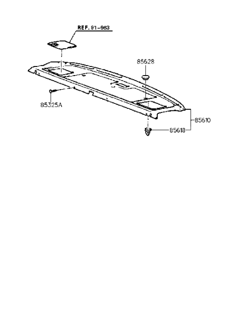 1994 Hyundai Elantra Trim Assembly-Package Tray Diagram for 85610-28400-EH