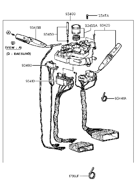 1995 Hyundai Elantra Old Body Style Multifunction Switch Diagram 2