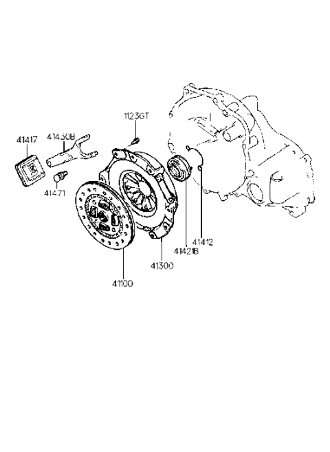 1995 Hyundai Elantra Cover Assembly-Clutch Diagram for 41300-34020