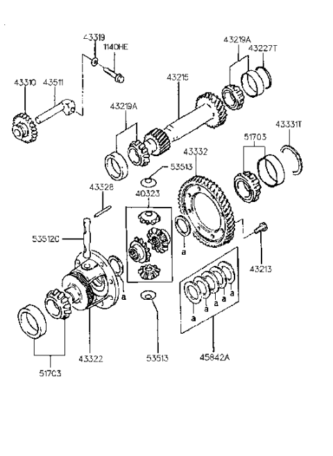 1995 Hyundai Elantra Old Body Style Transaxle Gear-2 (MTA) Diagram
