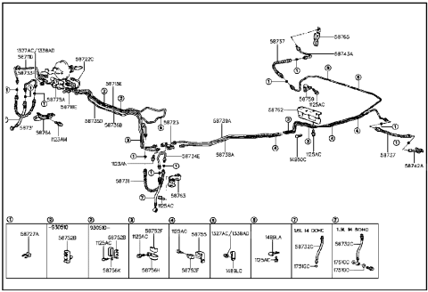 1995 Hyundai Elantra Old Body Style Brake Fluid Lines(-ABS) Diagram 1