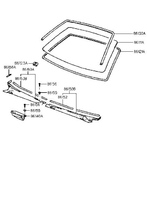 1995 Hyundai Elantra Cover Assembly-Cowl Top,RH Diagram for 86160-28000