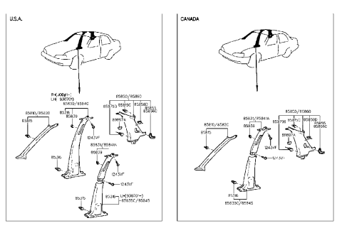 1994 Hyundai Elantra Interior Side Trim(Upper) Diagram