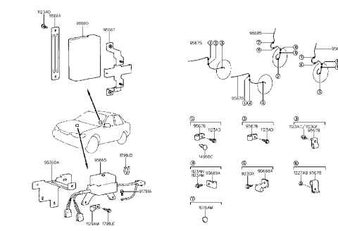 1994 Hyundai Elantra Sensor-Abs Rear Wheel ,LH Diagram for 95680-28000