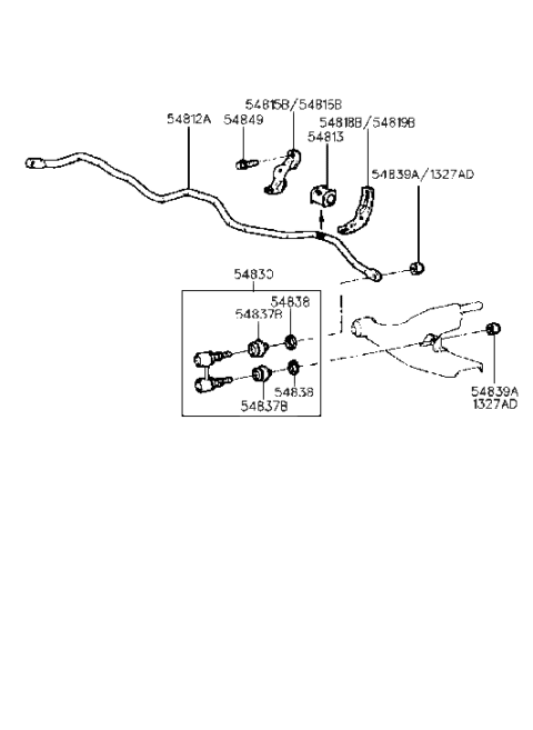 2006 Hyundai Sonata Bracket-Stabilizer Bar Lower,LH Diagram for 54815-28000