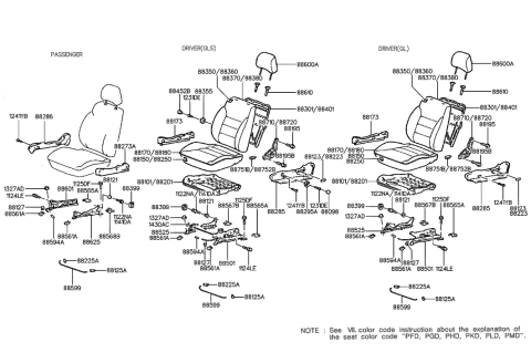 1992 Hyundai Elantra Front Seat Diagram