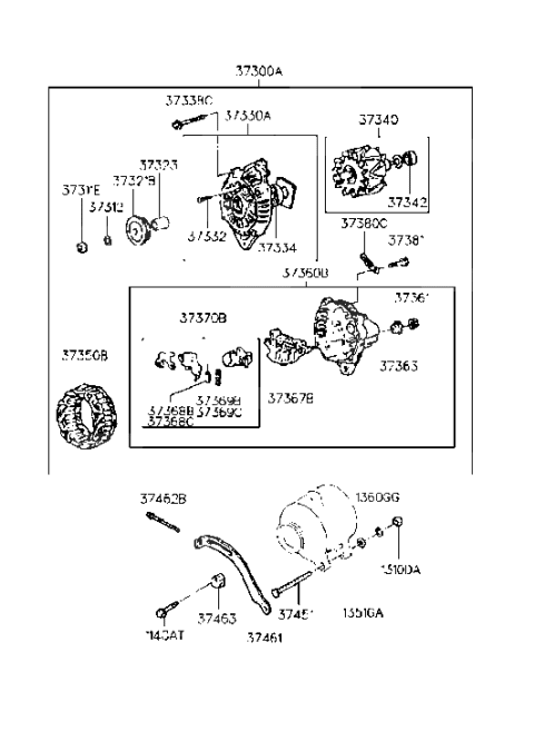 1994 Hyundai Elantra Generator (SOHC) Diagram