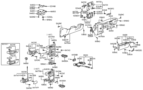 1991 Hyundai Elantra Glove Box Assembly Diagram for 84510-28500-FD