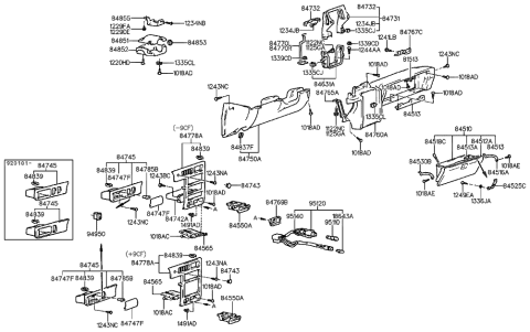2003 Hyundai Sonata Bumper-Glove Box Diagram for 84518-28000