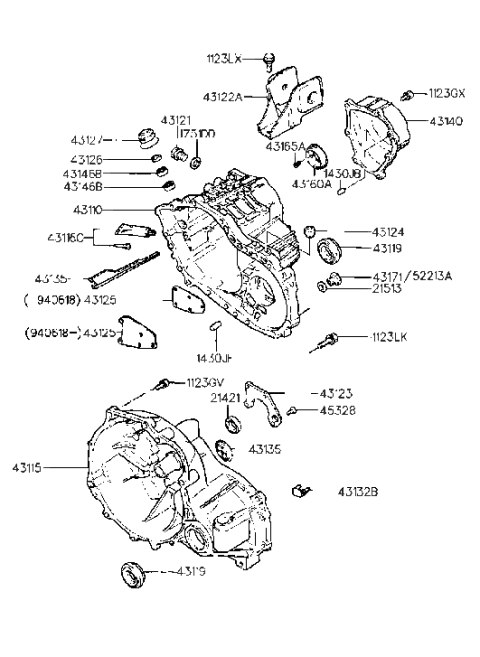 1992 Hyundai Elantra Transaxle Case (MTA) Diagram