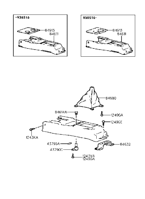 1992 Hyundai Elantra Front Console Diagram