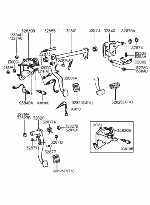 1992 Hyundai Elantra Member-Pedal Support Diagram for 32830-28710