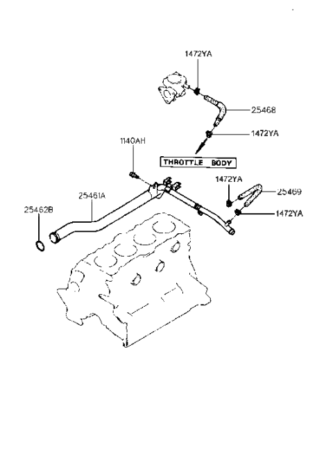 1994 Hyundai Elantra Coolant Hose & Pipe (SOHC) Diagram