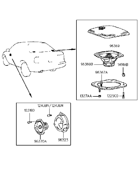 2004 Hyundai Sonata Rear Speaker Diagram for 96361-28110