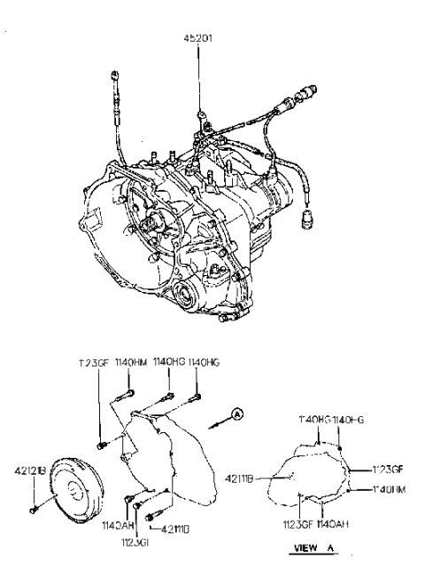 1995 Hyundai Elantra Old Body Style Transaxle Assy-Auto Diagram