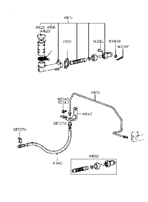 1995 Hyundai Elantra Cylinder Assembly-Clutch Master Diagram for 41610-28050