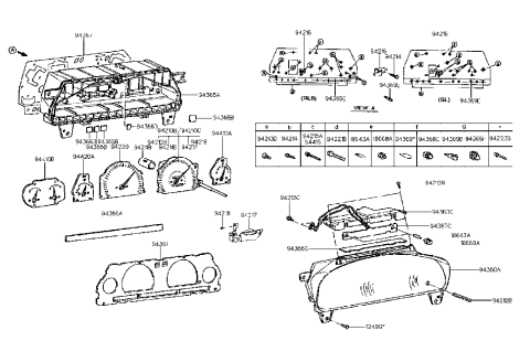 2004 Hyundai Sonata SPEEDOMETER Assembly(Mph) Diagram for 94210-28001-D